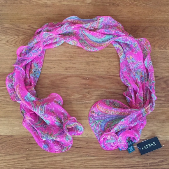 Ralph Lauren Accessories - Ralph Lauren paisley pink silk scarf