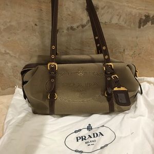 prada canvas shoulder bag