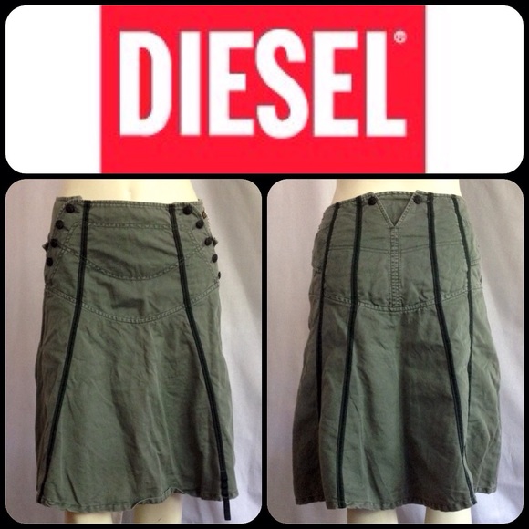 GUC Diesel green punk goth zipper skirt 25" S XS