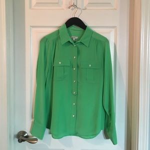 J. Crew women's green button down blouse size 2.