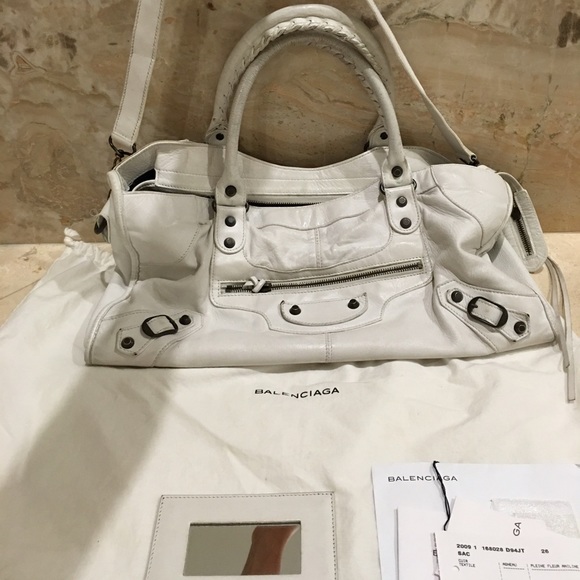 White Balenciaga city bag