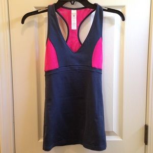 Pink and grey workout tank top