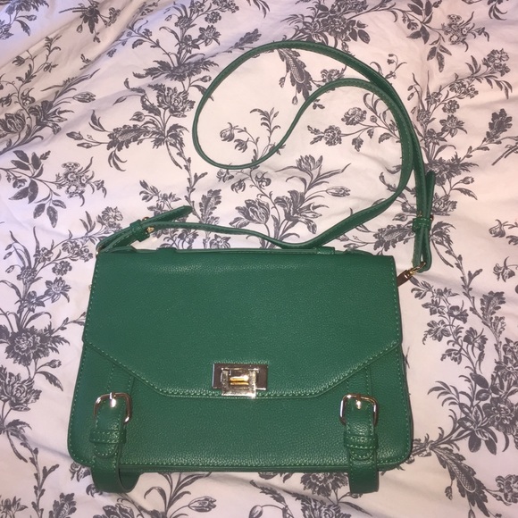 Hunter green leather side purse