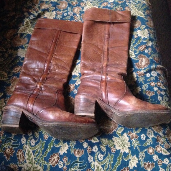 Frye vintage styled knee high leather boots
