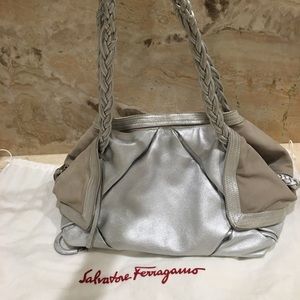 Ferragamo silver hobo purse