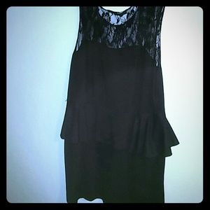 Black Lace Peplum Plus Size Dress