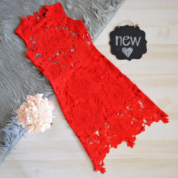 LANE red crochet dress - Picture 1 of 4