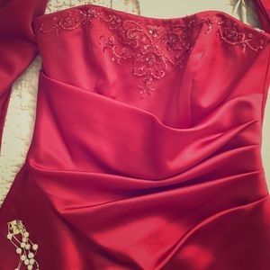 Evening gown in cranberry red