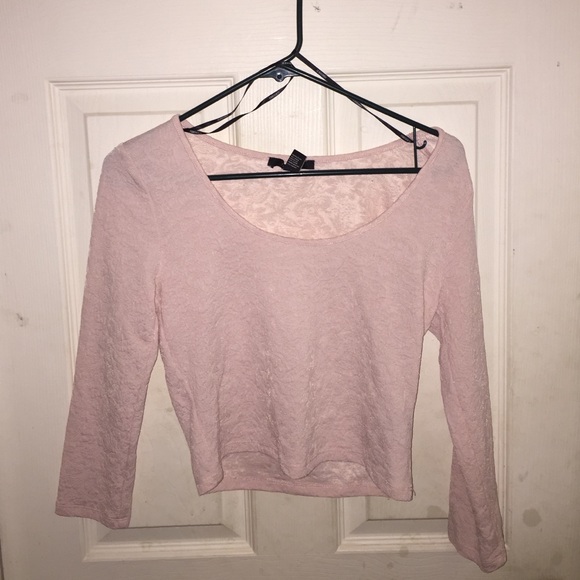 Light Pink Long Sleeve Crop 