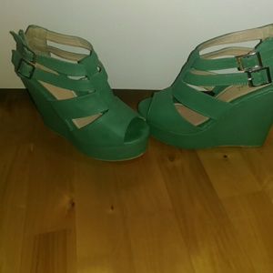 Turquoise gladiator wedge