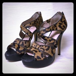 Vince Camuto Cheetah Print Strappy Platforms