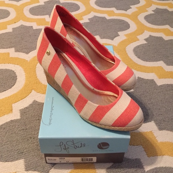 FINAL SALE UNTIL 6/6 Coral Striped Wedges