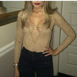 Suede plunge top
