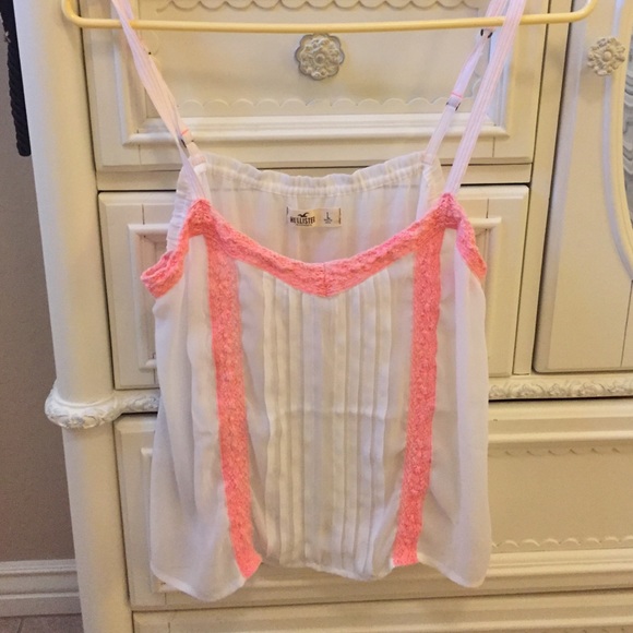 Hollister white and pink summer tank top