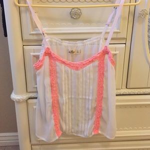 Hollister white and pink summer tank top
