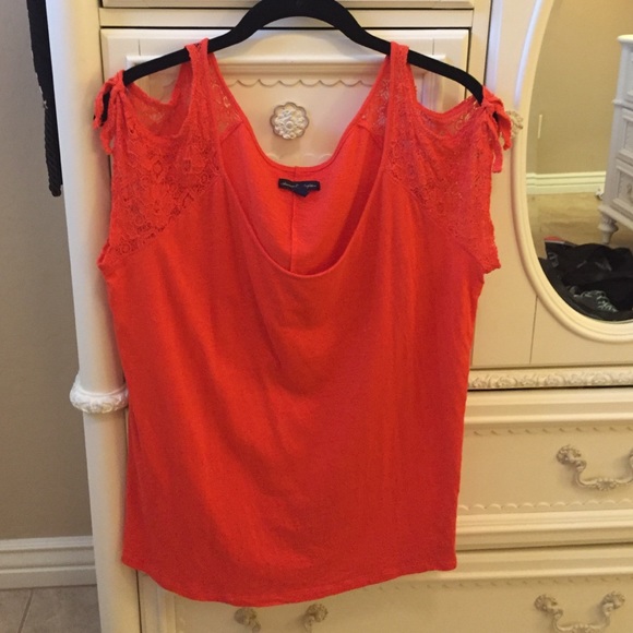 American eagle crochet open shoulder top