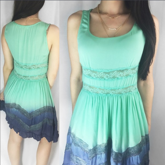 Mint & Navy Trapeze slip dress - Picture 4 of 4