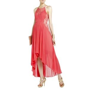 BCBGMaxAzria Lace Detail Pleated Gown