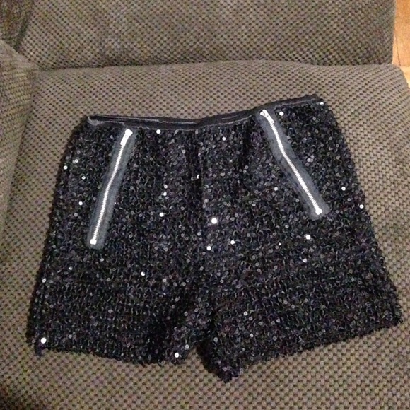Sequin shorts with faux pockets on each side