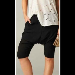 Black drop crotch shorts