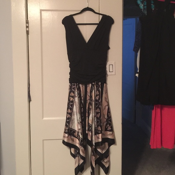 Black and pink gorgeous dress. Tiered pointed