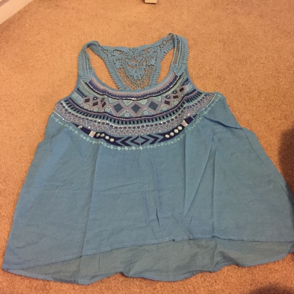 Blue patterned tank