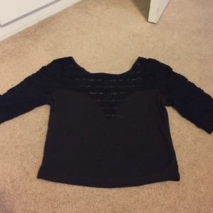 Black lace crop top