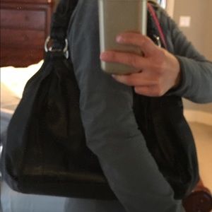 Coach black leather shoulder bag