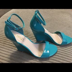 Blue wedge sandal