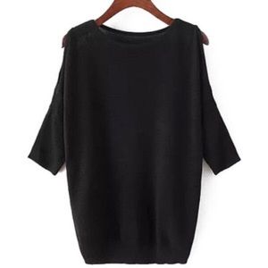 Open shoulder black sweater