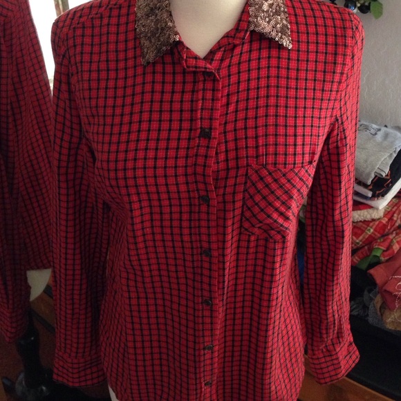 Plaid Button Up w/ Sequence Collar - Picture 1 of 4