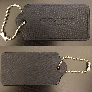 FINAL PRICECoach Black Leather tag/keychain fob