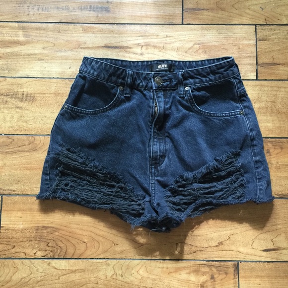 Neuw "Lola" distressed, relaxed fit Jean shorts