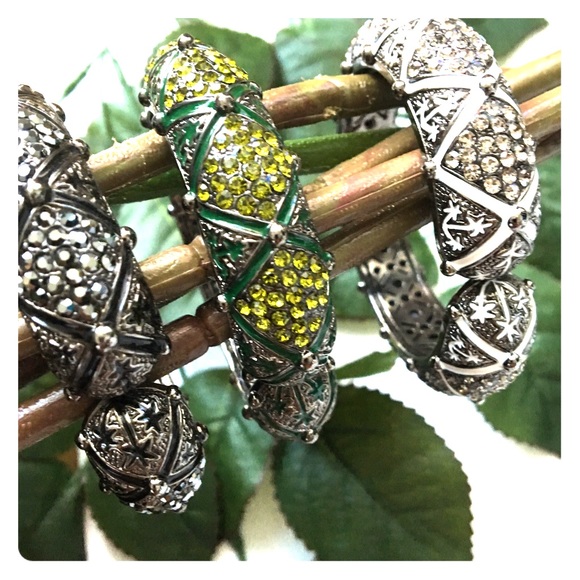 None Jewelry - Green jeweled bracelet cuff