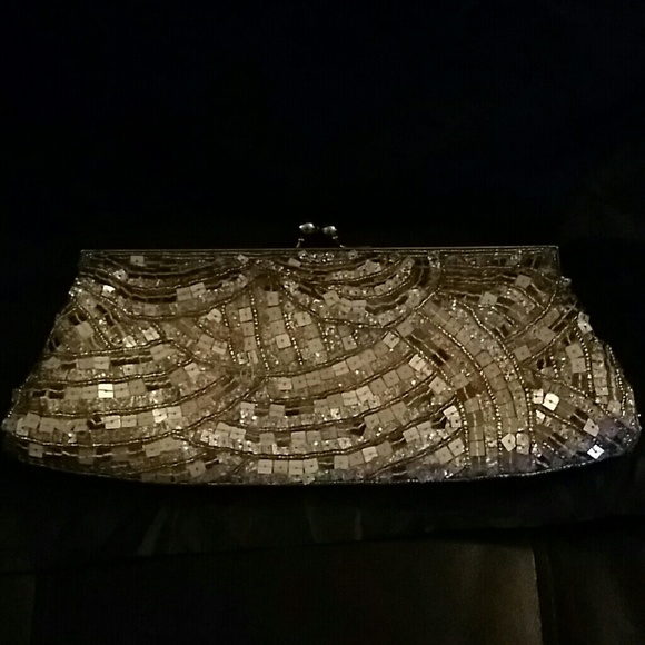 Silver sequin purse