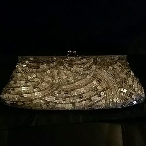 Silver sequin purse