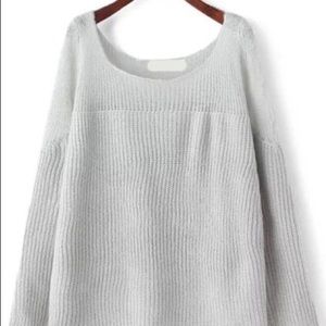 Open-Knit Loose Grey Sweater