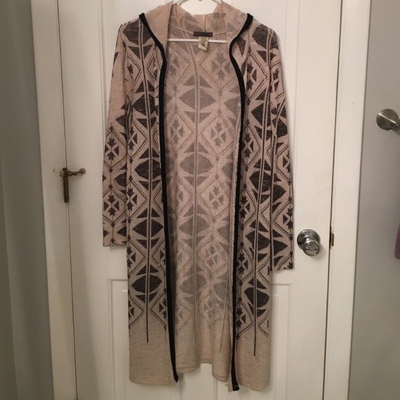 Joyce Leslie Sweaters - Hooded Aztec Duster Cardi
