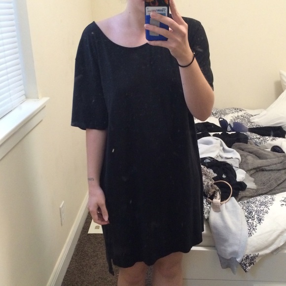 Oversized black tee shirt dress