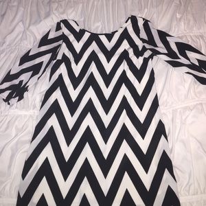 Black and white chevron dress
