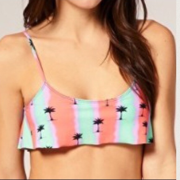 TAVIK Flutter bikini top in Neon Palm NWOT