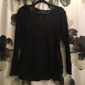 Long sleeve sheer lace top