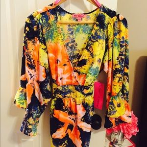 NEW Betsey Johnson Colorful Blouse