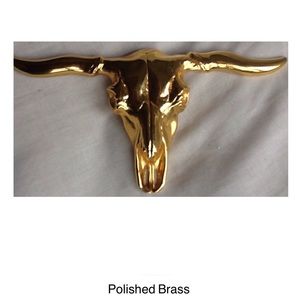 Polished Brass Indian Steer Skull Belt Buckle