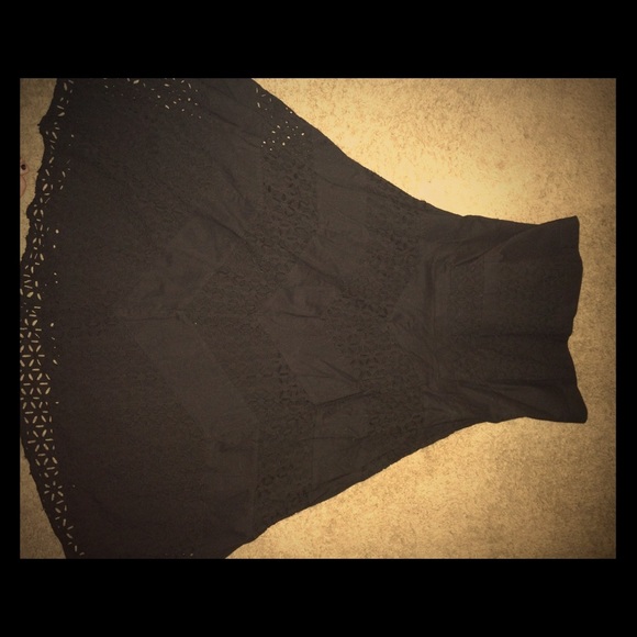 White House Black Market Dresses & Skirts - Black eyelet lace strapless dress