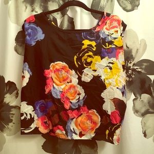 Flowered open back crop top