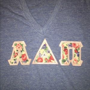 American Apparel XS ADPi deep vneck lettered tee