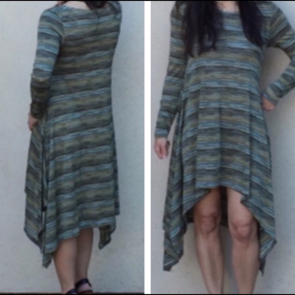 Asymmetrical Erin dress horizontal strips