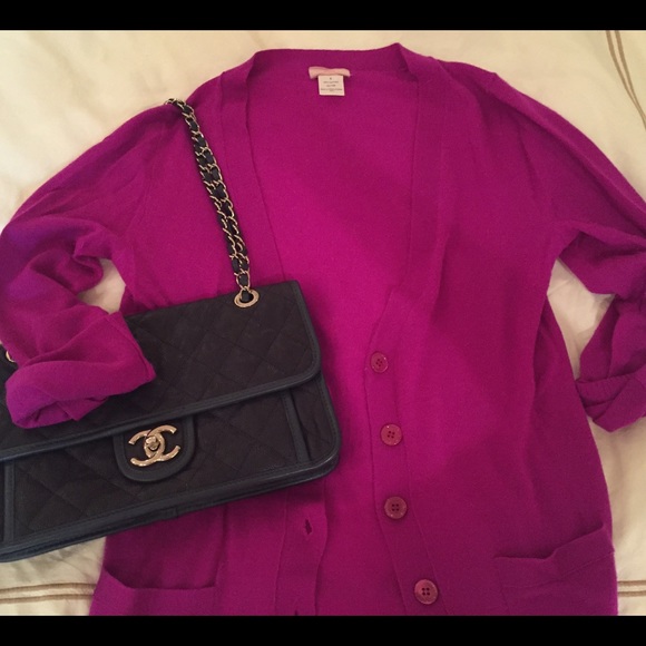 🚫 SOLD - fuchsia cashmere jcrew cardigan