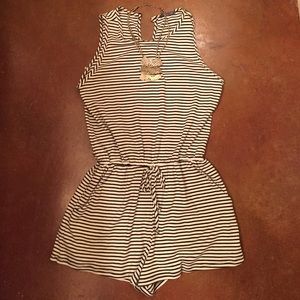Black and white striped romper